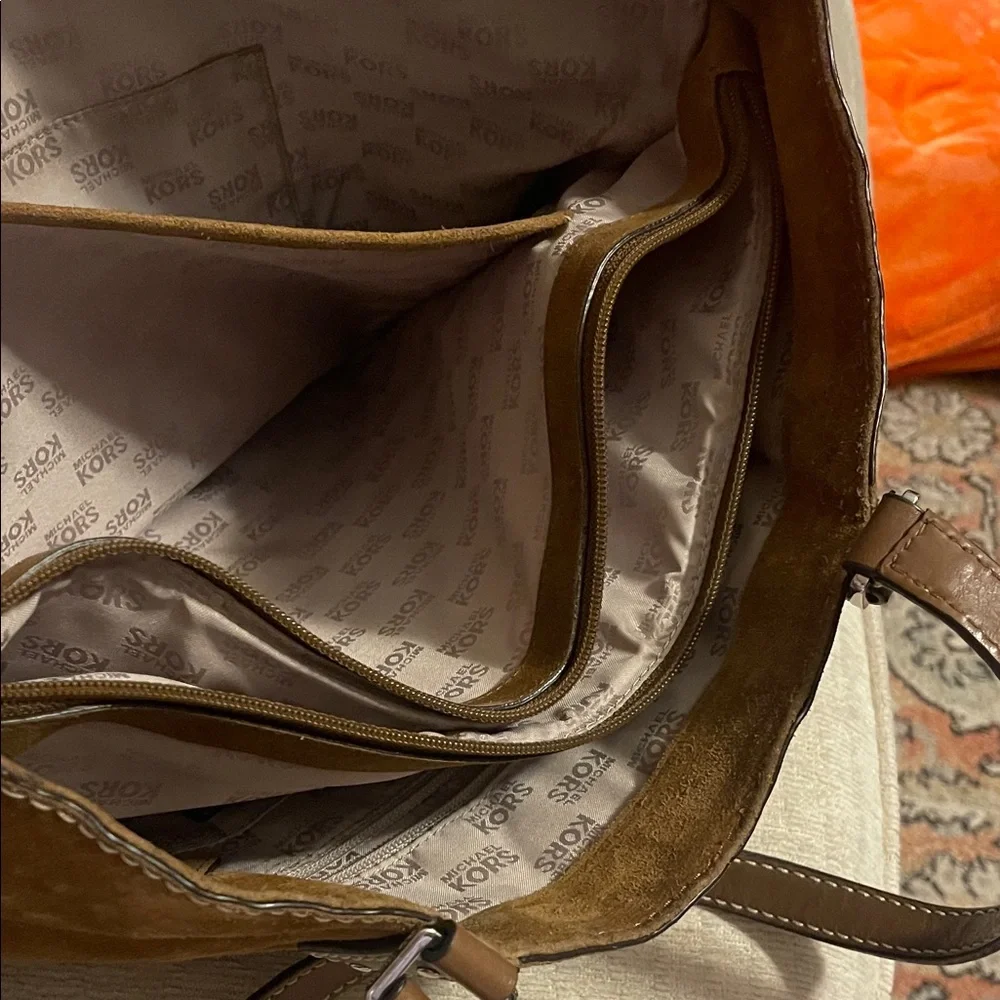 Michael Kors Brown Suede and Leather Tote Bag - Picture 16 of 16